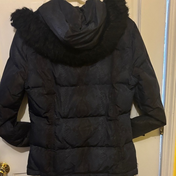 Calvin Klein Dark Puffer Jacket with Faux Fur Trim - Picture 11 of 15